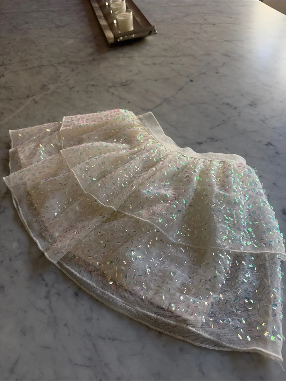 H&M Cream Iridescent Layered Tulle Skirt size 5t